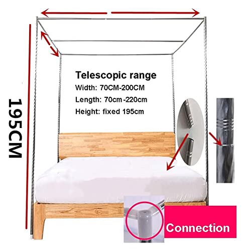 Cama doble con dosel tamaño Queen y soporte para mosquitera de 4 esquinas 3
