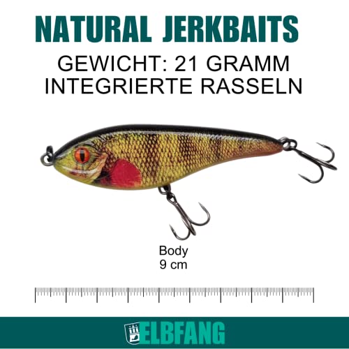 Foto von ELBFANG Jerkbait Set - Jerkbait hecht - Jerk Wobbler - Hecht Köder (5 Stück/Box / 90mm / 21g)