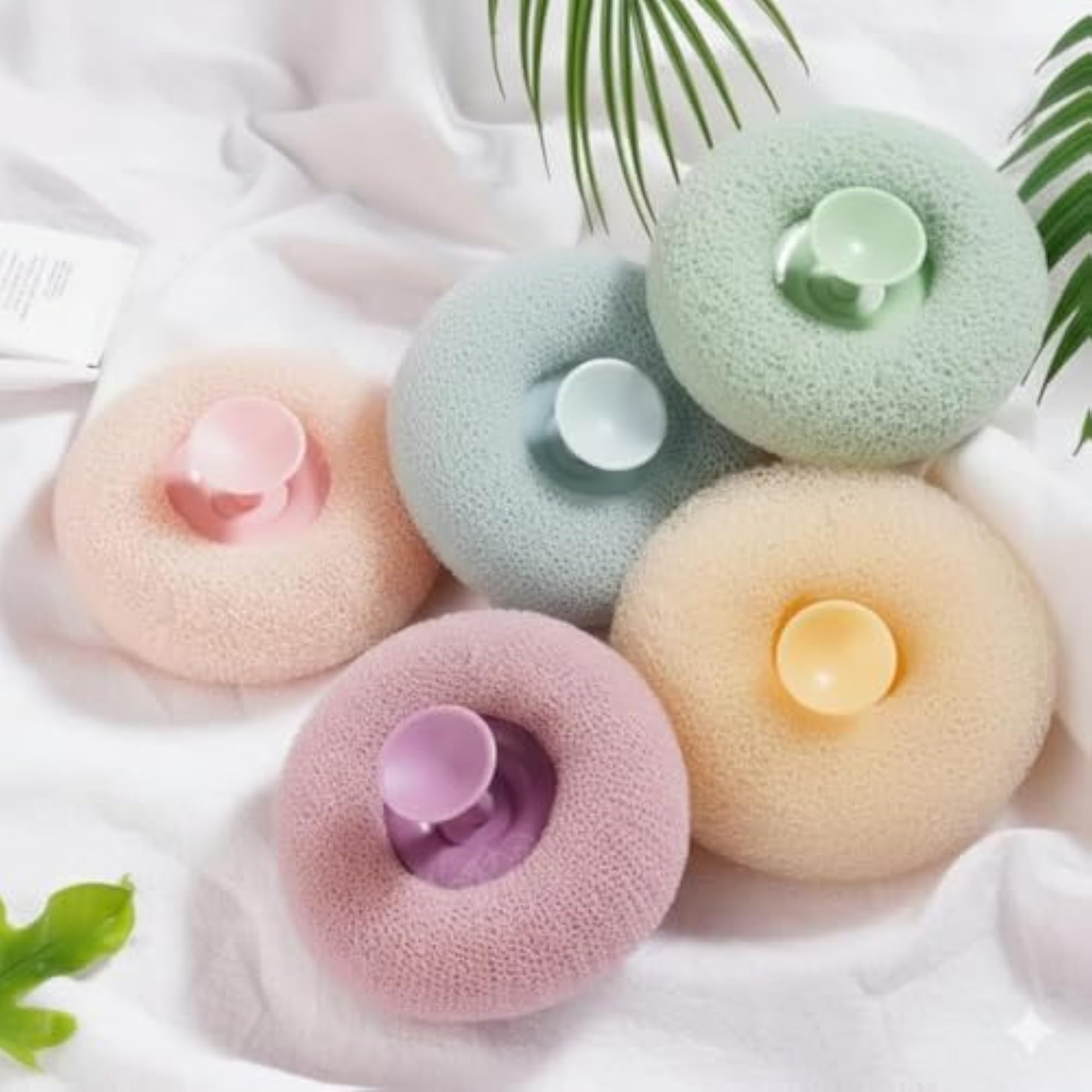 Soft Round Mesh Bath Shower Loofah Sponge, Deep Cleansing Scrubber