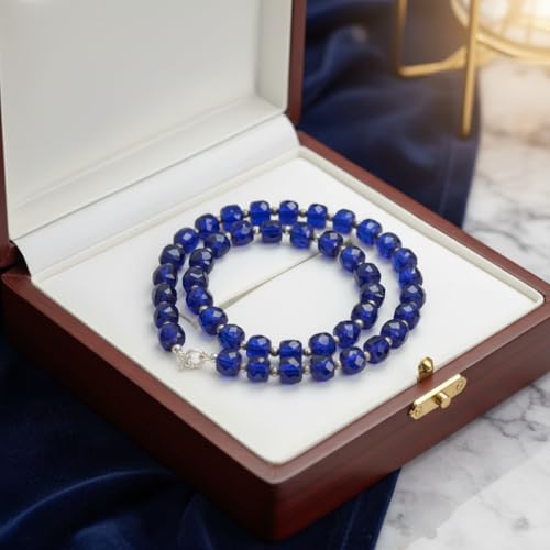 Collier perles quartz saphir bleu naturel cristal guérison - 5