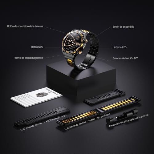 Blackview Smartwatch -GPS, AI, Linterna, Brújula, AMOLED 1.43" Reloj Inteligente Hombre -Monitor de Frecuencia Cardíaca/Presión Arterial, Llamadas Bluetooth, 100+ Modos Deportivos, Android/iOS, Negro - imagen 8