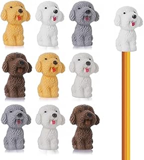Cobee Cute Dog Top Erasers, 10 Pcs Funny Animal Pencil Erasers Mini Pencil Eraser for Party Favors, Homework Rewards, Gift