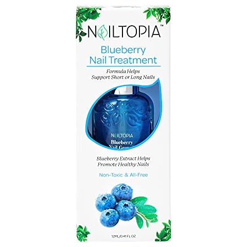 Nailtopia - Nail Treatment - Supports Short & Long Nails - Plant-Based, Non Toxic, Bio-Sourced, Strengthening & Conditioning Superfood Treatment - Blueberry Extract (Clear) - 0.41 oz Cover
