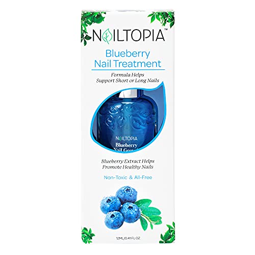 Nailtopia - Nail Treatment - Supports Short & Long Nails - Plant-Based, Non Toxic, Bio-Sourced, Strengthening & Conditioning Superfood Treatment - Blueberry Extract (Clear) - 0.41 oz -  818881022901
