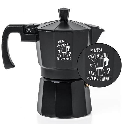 Image of Sipologie Roma Moka Pot, Black 180 ml, Customised - Coffee Fixes Everything