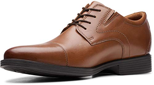 Clarks Men's Whiddon Cap Oxford, Dark Tan Leather,...