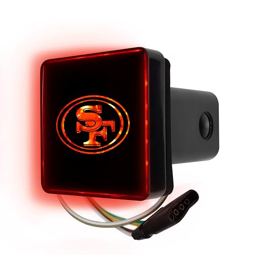 FANMATS NFL - San Francisco 49ers Light Up Hitch Cover | Black | Fits All 2 in. Class III hitches | Oval SF Primary Logo
