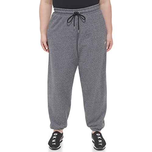 Pantalon de jogging grande taille DKNY noir et argent pour femme