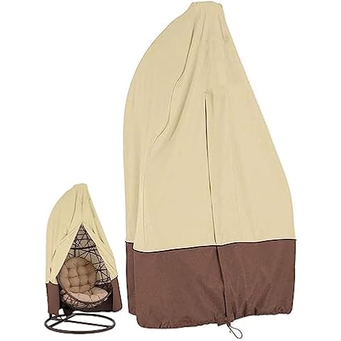 ASkinds Patio Egg Chair Covers with Zipper, Durable Egg Swing Chair Covers, 75" Hx45 D Waterproof Duty Weather Resisatnt Outdoor Garden Chair Protector, Windproof Hanging Chair Cover(Beige) Cover