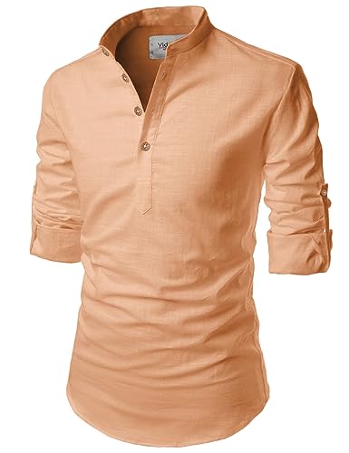 Image of Vida Loca Full Sleeve Mandarin Collor Cotton Casual Slim Fit Shirt for Men's