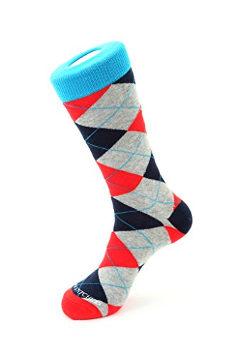 Men's Traditional Argyle Size 8 to 12 Light Grey/Red/Dark Blue