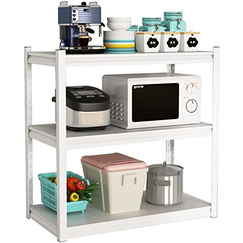 MIOCASA Garagenregal, verstellbar, 3-stöckig, robuste Metallregale, verstellbar, für Küche, Speisekammer, Schrank, Garage, Büro, 80 cm B x 40 cm T x 80 cm H, weiß Cover