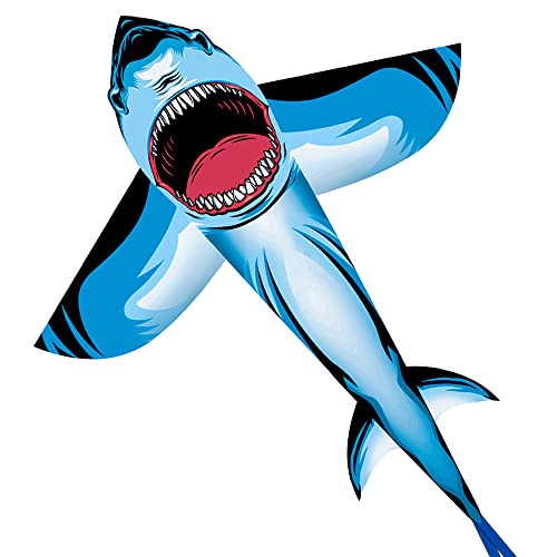Shark Kite For Kids And Adults, Easy To Fly And Assemble Kites With 300 Ft Kite Line Handle #TOP29