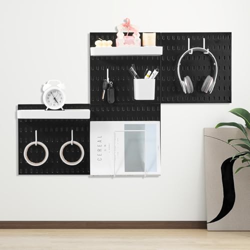 VEVOR Pegboard Combination Kit, 11" x 11" Plastic Pegboard, 4 Panels, Peg Board Wall Organizer Kit with Accessories, for Garage Tool Storage Kitchen Living Room Craft Room Office Bathroom Home, Black by VEVOR - Used condition - Image 8