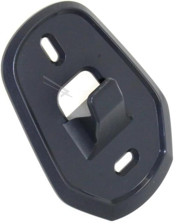 Hoover 48030183 Wall Mount, a dark grey oval-shaped plastic bracket with two elongated screw holes and a central hook for holding an electric broom.