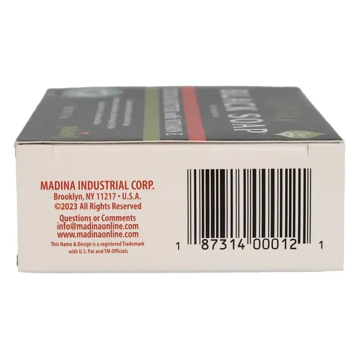 Madina African Black Soap Bar with Cocoa Butter and Vitamin E
