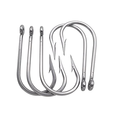Annibby Extra Strong Big Game Fishing J Hooks 1/0-15/0 Tuna,Alligator,Shark Hooks Large Fish Hooks For Saltwater #TOP9