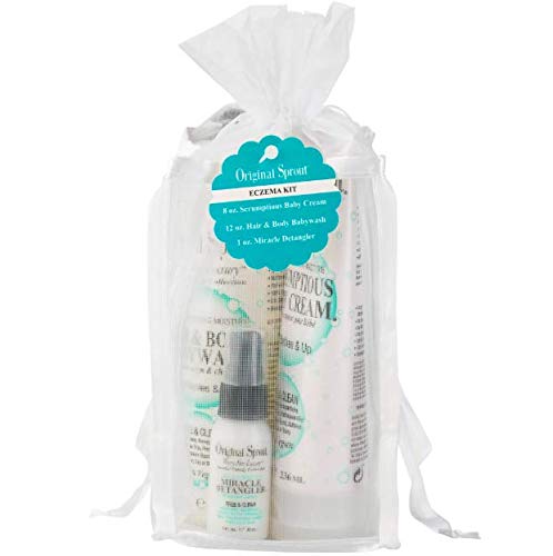 Original Sprout Eczema Kit. Hair & Body Wash, 12 Ounces, Scrumptious Baby Cream, 8 Ounces, and Miracle Detangler, 1 Ounce. Safe, Dermatologist Tested Products.