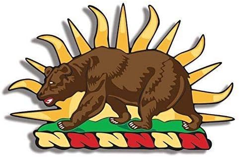 JR Studio Calcomanía en forma de insignia de oso militar de California de 3 x 5 pulgadas, calcomanía de vinilo impermeable para coche