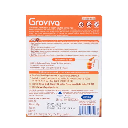 Groviva Wholesome Child Nutrition for Growth & Development - 750g BIB (Chocolate)