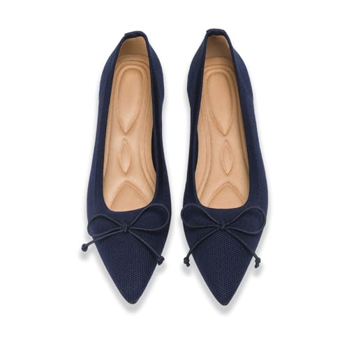 Image of Flats for Women Pointed Toe Knit Foldable Ballet Flat Shoes