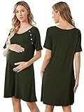 Material del camisón de lactancia: viscosa y elastano, elástico, suave, ligero, también puede ser vestido de maternidad. Se recomienda lavar a máquina o a mano en frío, no usar blanqueador.