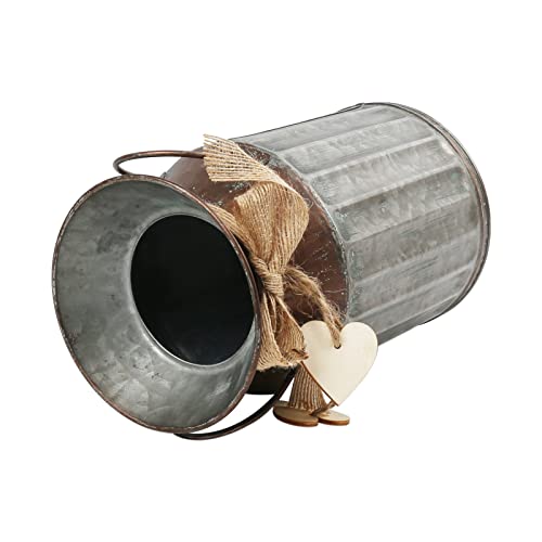 Shabby-Chic-Classy-Designed-Brown-Milk-Can-Heart-Shaped-Galvanized-Finish-Metal-Vase-Country-Rustic-Primitive-Decorative-Flower-Holder-84-H Shabby Chic Classy Designed Brown Milk Can Heart Shaped Galvanized Finish Metal Vase Country Rustic Primitive Decorative Flower Holder 84 H