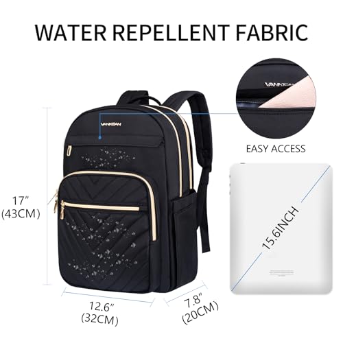 Image of VANKEAN 15.6 Inch Laptop Backpack for Women Work Laptop Bag Stylish with USB Port
