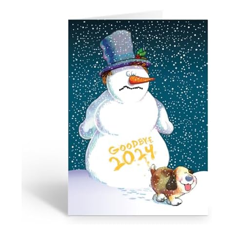 Stonehouse Collection - Funny New Year's Greeting Cards, 2024 New Year's Cards, Boxed Christmas Cards - Set of 18 - USA Made (Standard) Cover