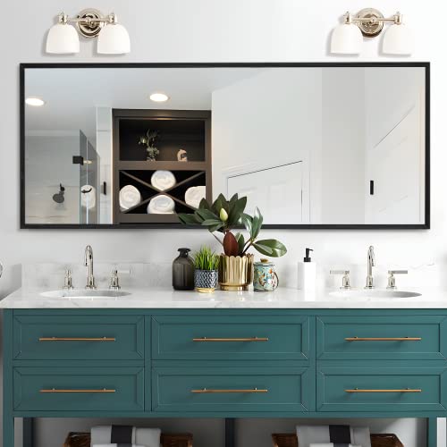 Image of NeuType 65 inchx22 inch Full Length Mirror Floor Mirror with Standing Holder Bedroom /Locker Room Standing /Hanging Mirror Dressing Mirror (Carbon Black Solid Wood)