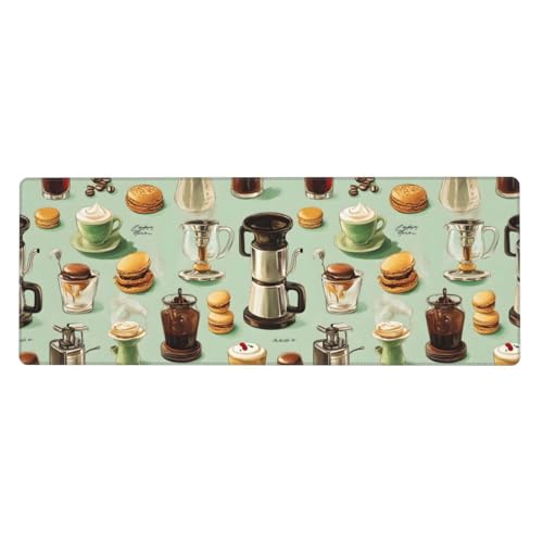 Tapis de souris de jeu XXL motif café hamburger pour bureau stylé