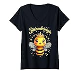 Damen Bienenkönigin Kostüm Biene Bienenkostüm Bienen Karneval T-Shirt mit V-Ausschnitt