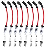 High Performance Spark Plugs and Wires Set of 8 Fit for 2000-2013 Chevy Silverado Tahoe Suburban Avalanche GMC Sierra Yukon 1500 2500 Escalade 4.8 5.3 6.0 6.2 Ls, Replace for 41-162 41-110 19431551