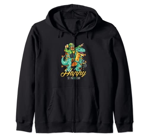 Happy St. Patrex Day | T-Rex Dino Ireland | St. Patricks Day Zip Hoodie