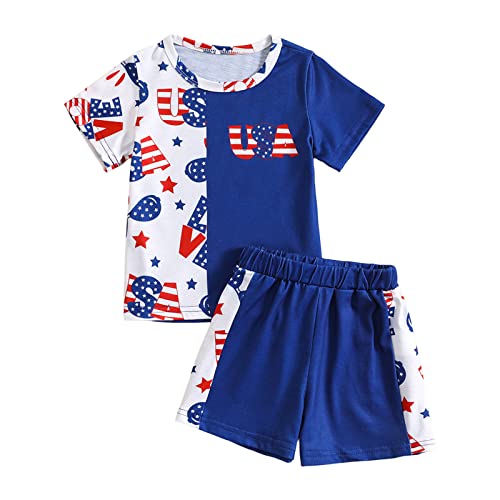 IKFIVQD Roupas de bebê para meninas meninos meninas manga curta dia da independência 4 de julho cami