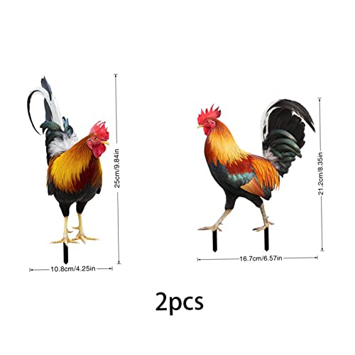 Rachlicy Huhn Deko Garten 2pcs Chicken Garden Stake Stake Händemaße Hühnergarten Acrylfiguren Dekoration Lustige Hühnerstatue Garten Stecker Zaun Dekoration für Balkon Terrasse