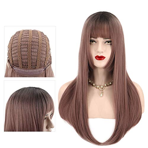 Lurrose Peruca de cabelo reto chique Acessórios de cabelo elegantes Cobertura de peruca requintada d