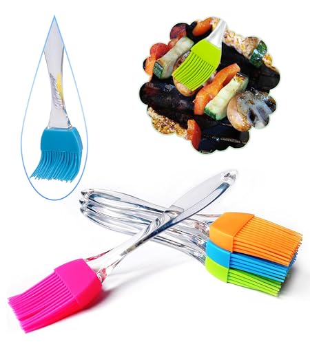 1x Random Silicone Basting Brush – 17cm BPA-Free, Heatproof & Easy-Clean, Clear Handle Oil Brush for Baking, BBQ & Cooking