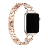 Bling Butterfly - Correa para Apple Watch para mujer de 42 mm, 44 mm, 45 mm, 46 mm, 49 mm, correa de pulsera de cristal brillante, elegante correa para iWatch Series 8, 7, 6, 5, 4, 3, 2, 1, SE Ultra