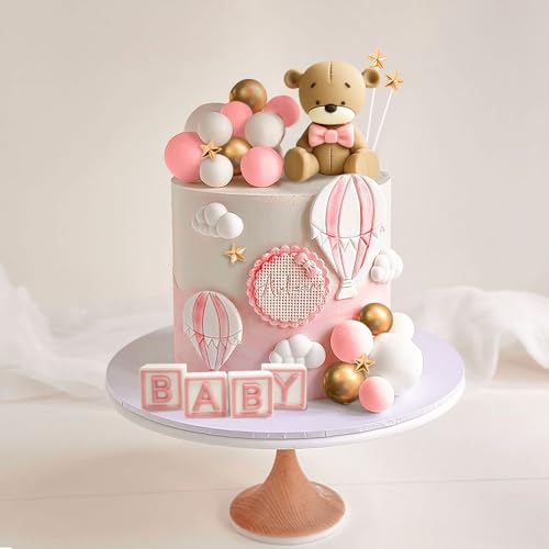 Pink Bear Cake Decoration Baby Bear Baby Shower Cake Topper Bear Cake Decor by BACH AND BOOZY - Used condition - Image 2