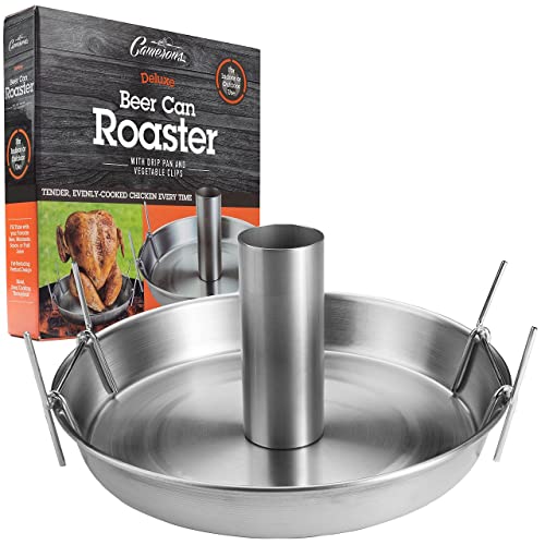 beer chicken pan - Camerons Products Beer Can Roaster - Stainless Steel Chicken Beeroaster Deluxe with Recipe Guide - Cooks Meat and Vegetables at Same time