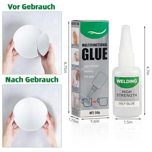 Schweißen Öliger Kleber,Mächtiger Universalkleber Uniglue Universal Wasserdichter Superkleber 50g Multifungctional Glue Extra Stark für Kunststoff Metall Keramik Leder Harz 3 Stück