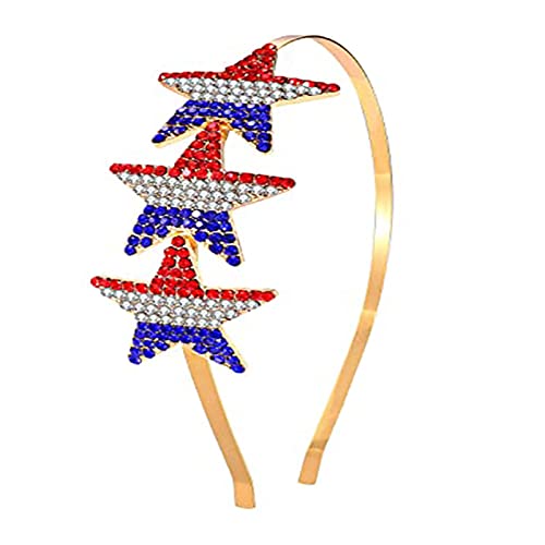 Soochat 4Th Of July Star Headband Patriotic Hairband Crystal Red White Blue Star Hair Hoop For Independence Day Party Hair Accessory #TOP16