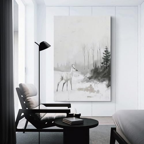 Décorations murales pour chambres et couloir : toile forêt de cerf