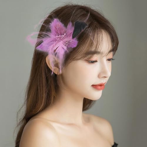 Image of Multi-function Feather Flower Brooch Pins & Hair Clips for Women Girls Corsage Brooch Party Ceremony Accessories Dance Banquet Pins Headdress