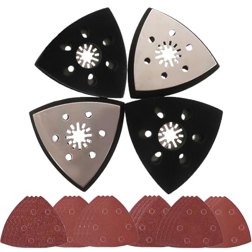 4 Pièces Patin Ponceuse Triangulaire, 93mm Plateau de Ponçage Outil Multifonction, Plateau de Ponçage Fin pour bois, Plastique Dur, Métal Dérouillage...