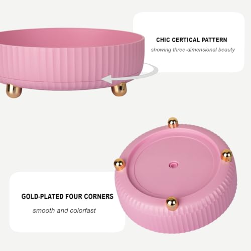 Anyoifax Makeup Perfume Organizer Tray 360 Degree Rotating Lazy Susan Skincare Lotion Organizer Spinning Cosmetics Storage for Dresser, Vanity, Bathroom Countertop, Small Pink by Anyoifax - Image 3