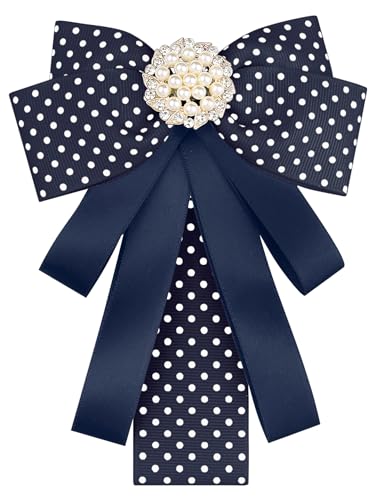 Image of Ribbon Polka Dots Bow Ties Cute Bowties for Women, Clip Fashion Collar Decoration
