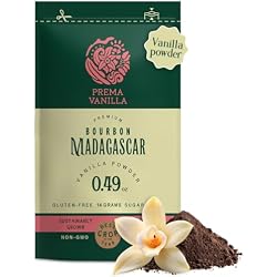 Prema Vanilla Pure Madagascar Vanilla Bean Powder, No Sugar Added, 0.49oz | Alcohol-Free & Clump-Free, Fine Texture, Rich Aroma for Coffee, Baking, Desserts, Smoothies & Savory Dishes, No Additives