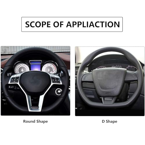 LMYDIDO Car Steering Wheel Cover Leather, Anti-slip Breathable Carbon Fiber Sports Elastic Band Without Inner Ring Steering Wheel Cover Universal Size 37-39cm /14.5-15 (Green) - Image 3